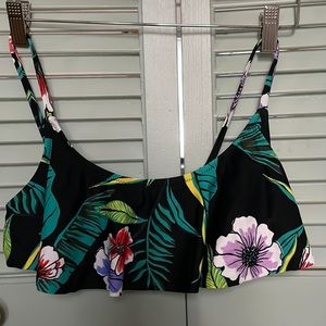 NWT Old Navy ruffle trim bikini top only size S black floral